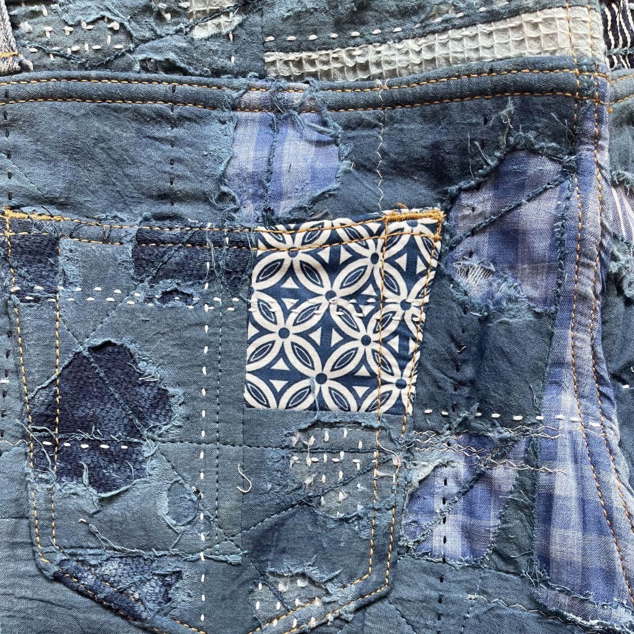 Kapital Indigo Boro Sashiko Distressed Jeans Size US 32 / EU 48 - 6 Thumbnail