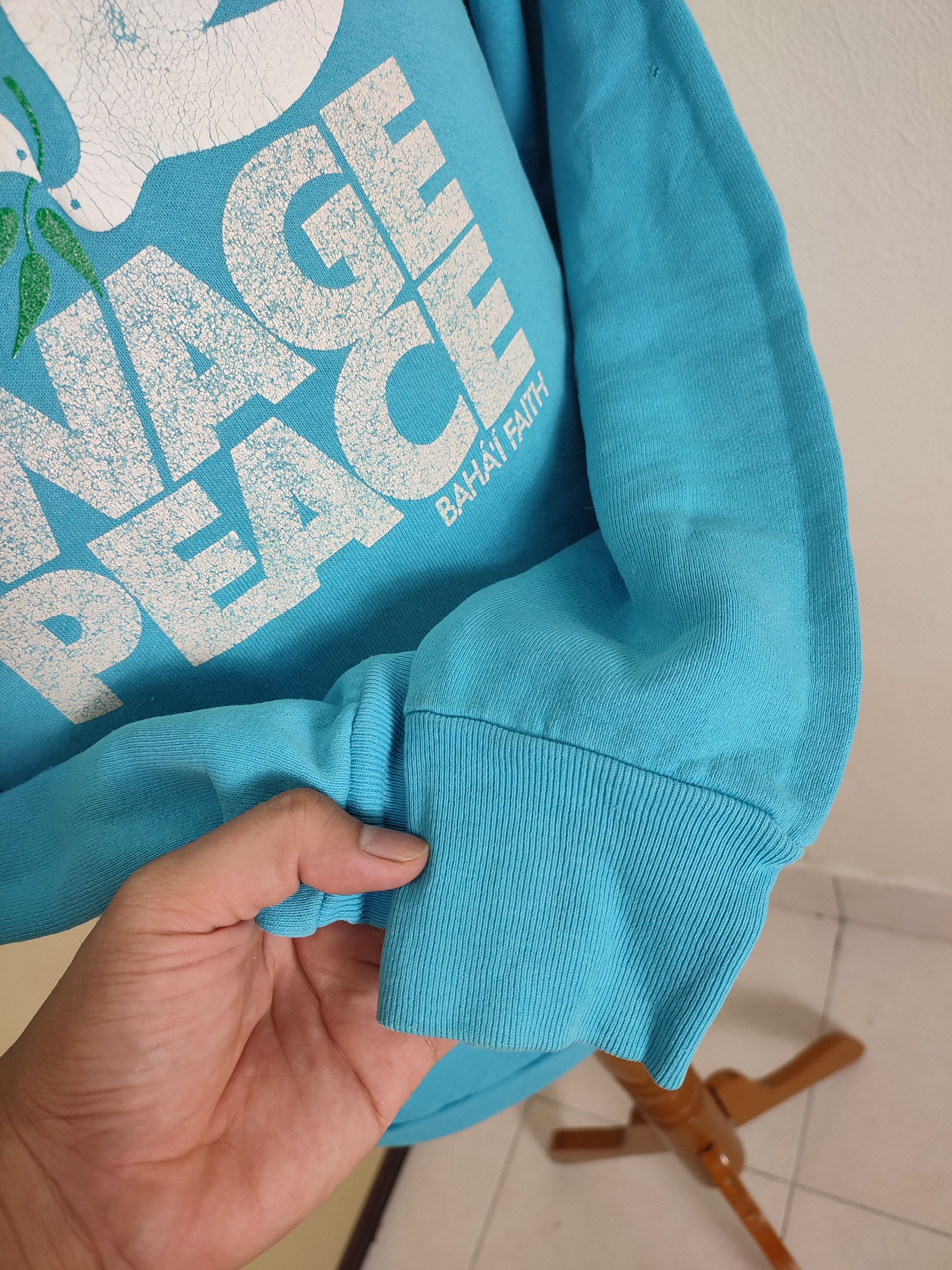 TEE JAYS Vintage Wage Peace Bahai Faith Blue Sweatshirt Size US S / EU 44-46 / 1 - 4 Thumbnail