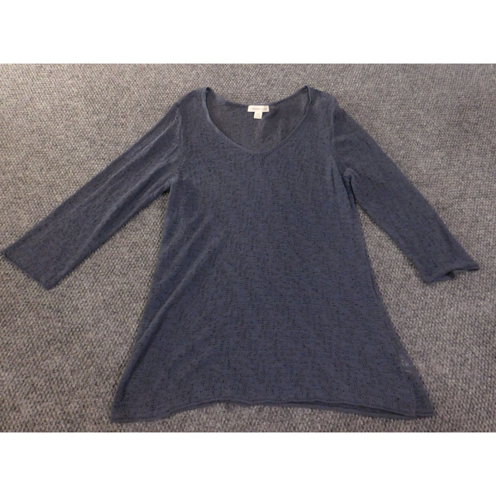 Coldwater Creek Coldwater Creek Blouse Shirt Womens L Blue Sheer Lace V-Neck Casual Long Sleeve Cap Sleeve Ruffle Cotton Polyester Basic Classic Size L / US 10 / IT 46 - 2 Thumbnail