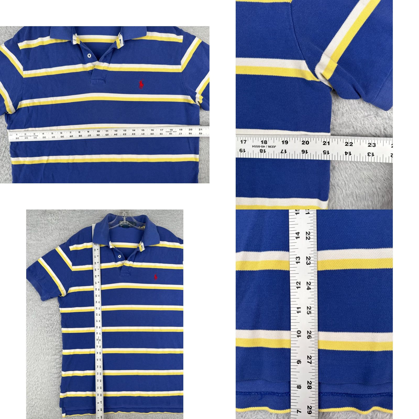 Ralph Lauren VINTAGE Ralph Lauren Polo Shirt Adult Large Blue Yellow White Stripe 100% Cotton Size US L / EU 52-54 / 3 - 8 Thumbnail