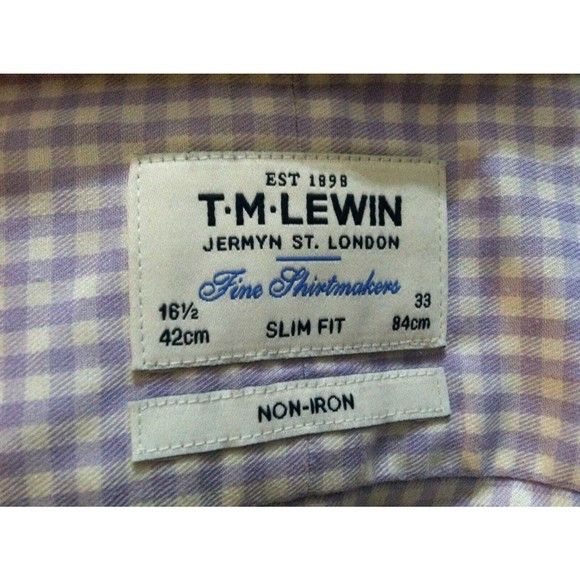 T.M. Lewin T.M.LEWIN MENS PURPLE 100%COTTON DRESS SHIRT SIZE:16.5/33 Size US L / EU 52-54 / 3 - 2 Thumbnail