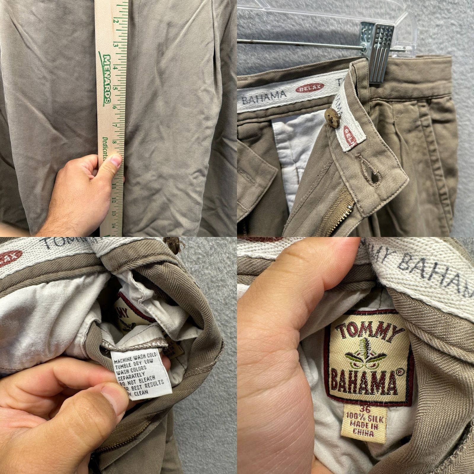 Tommy Bahama VINTAGE Tommy Bahama Shorts 36 Brown Silk Pleated Mens Casual Chino" Size US 36 / EU 52 - 10 Thumbnail