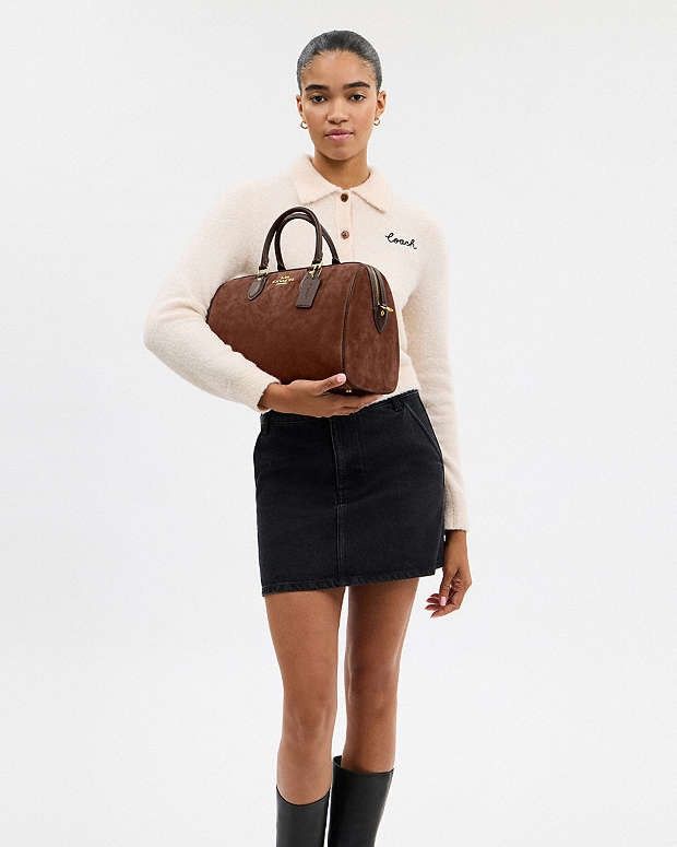 Coach Coach Rowan Suede Large Satchel Bag CCC79 Vintage Brown Size ONE SIZE - 8 Thumbnail