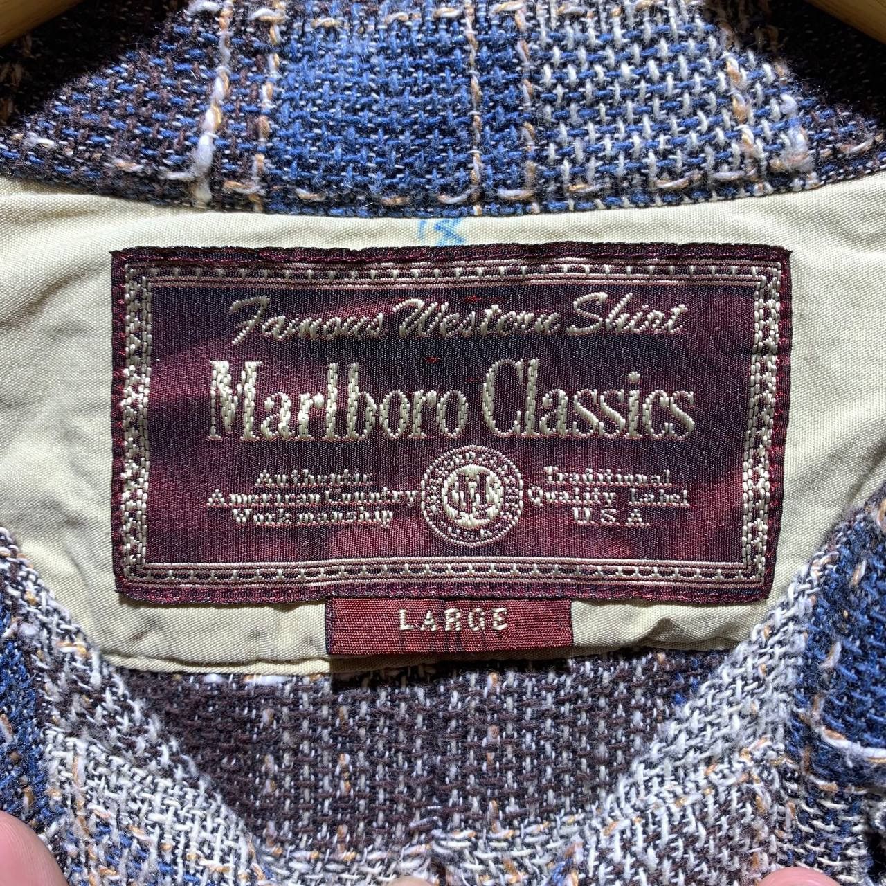Marlboro Marlboro Classic Plaid Sashiko Band Collar Button Up Shirt Size US L / EU 52-54 / 3 - 10 Thumbnail