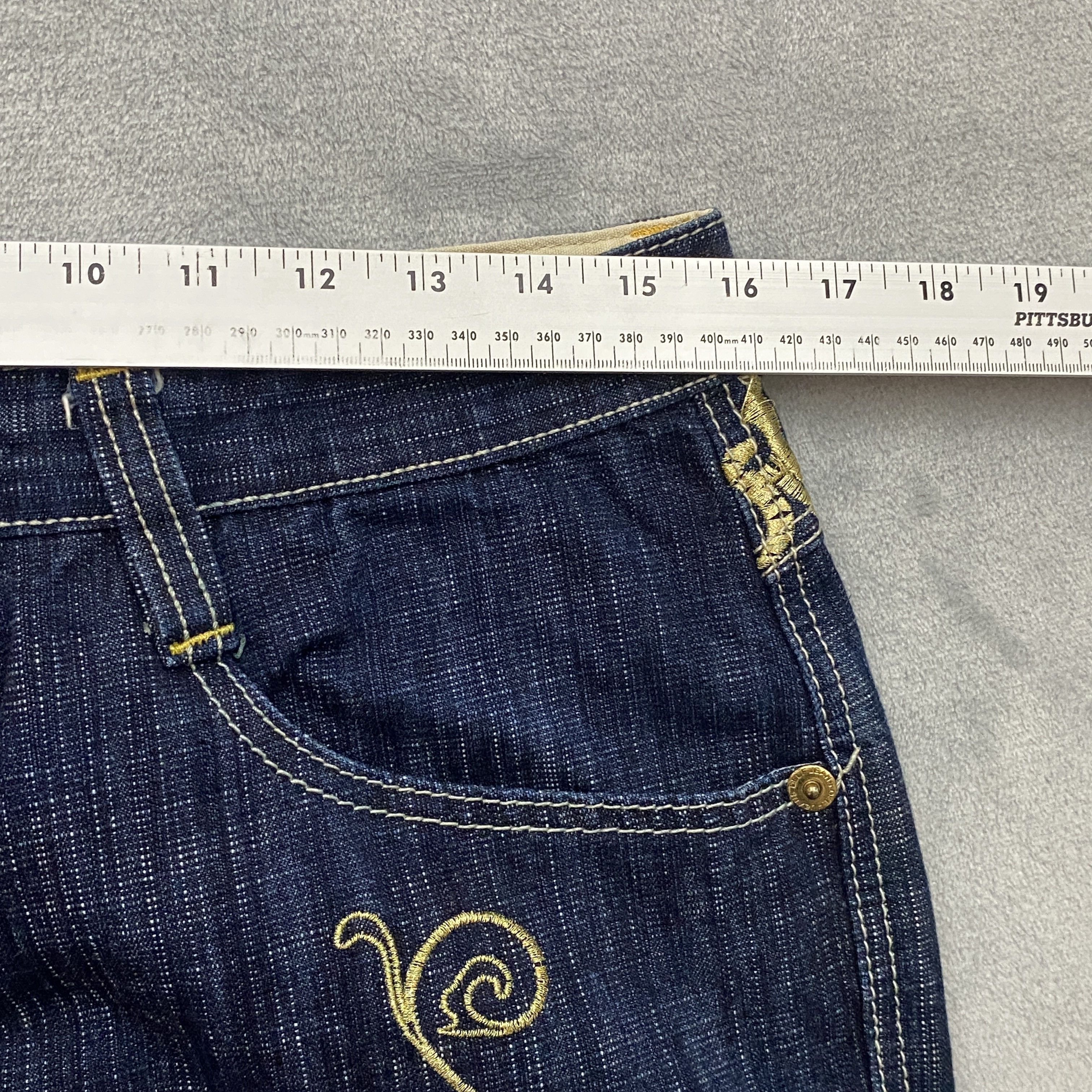 Imperious × Vintage Y2K DELF Men 34x30 (32x27) Blue BULLETS & BRASS KNUCKLES Size US 34 / EU 50 - 13 Thumbnail