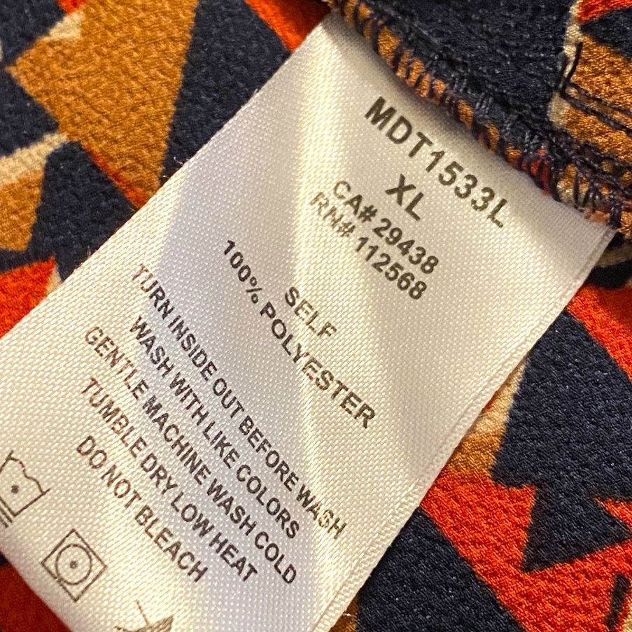 Miss Me Miss Me Long Sleeve Red-Orange Navy Triangles Blouse XL Size XL / US 12-14 / IT 48-50 - 4 Thumbnail