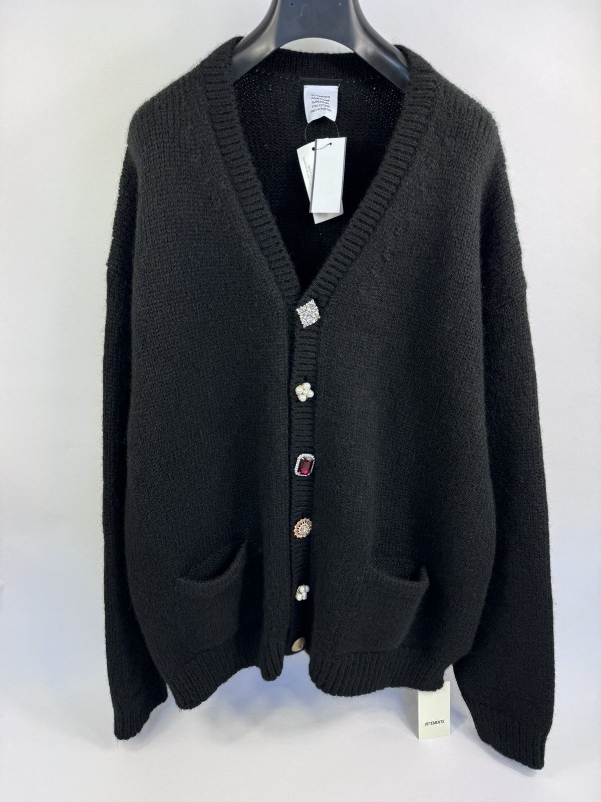 OVERSIZED EMBELLISHED ALPACA-BLEND CARDIGAN