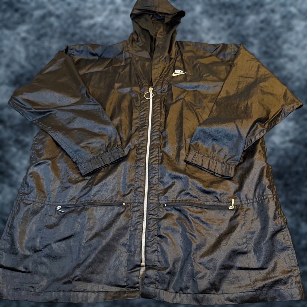 Nike VINTAGE Nike Jacket Hooded Windbreaker Longline Zip Up Mens M Black Size US M / EU 48-50 / 2 - 1 Thumbnail