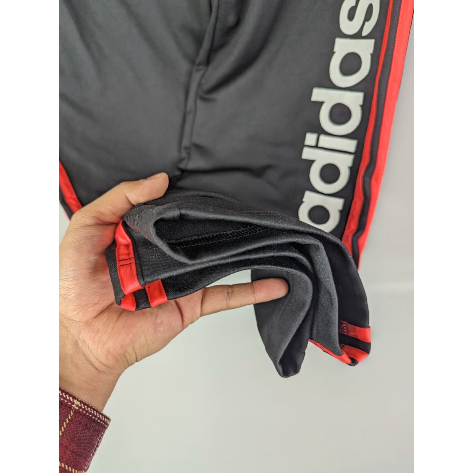 Adidas Adidas Track Pants Striped Elastic Waist Men M Salmon Pink Black Stripes Name Spellout Pockets Size US 31 - 4 Thumbnail