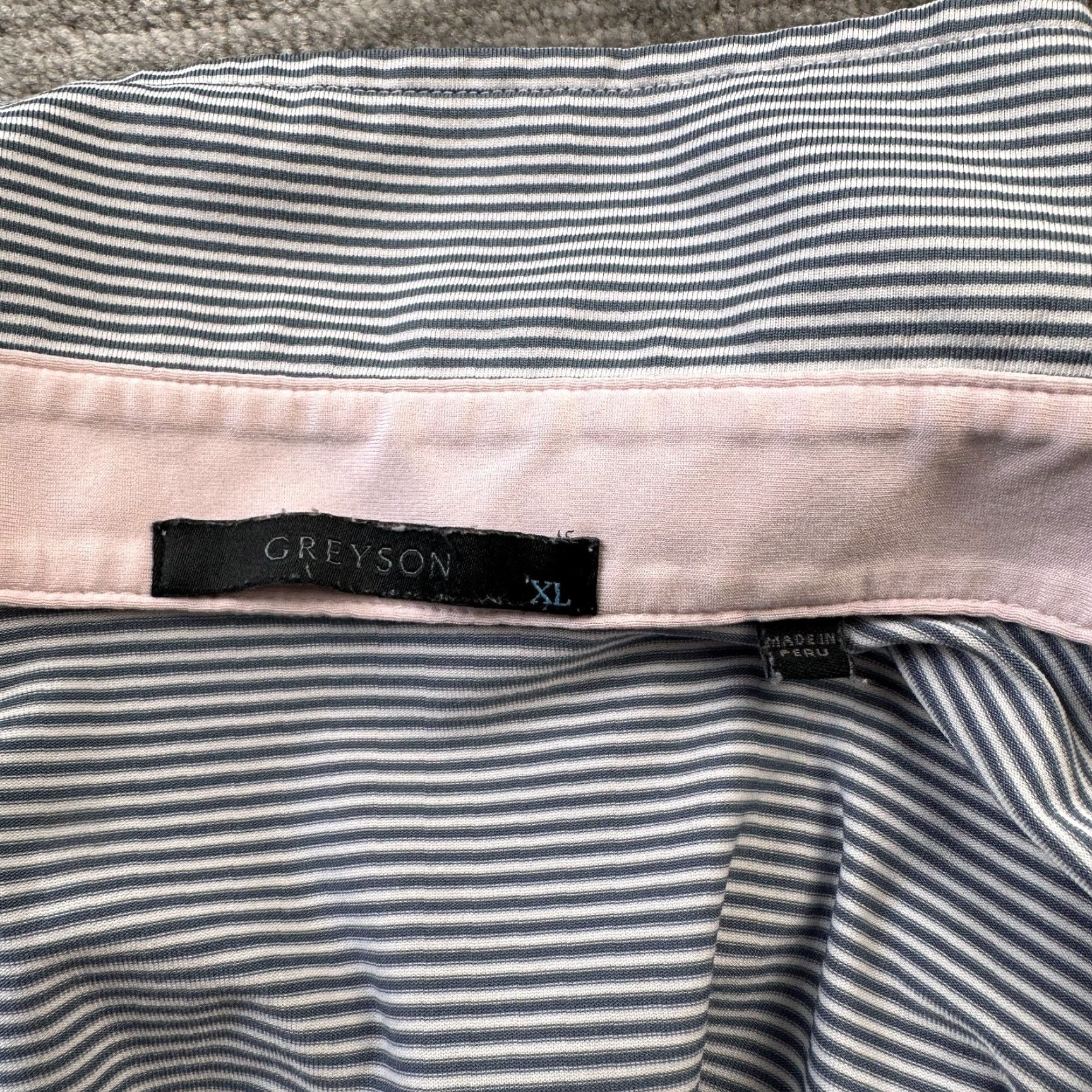 Vintage Greyson Polo Shirt Mens XL Blue Golf Performance Logo Striped Short Sleeve Collared Button All Seasons Lightweight Casual Sports Polo - Mens Size US XL / EU 56 / 4 - 5 Thumbnail