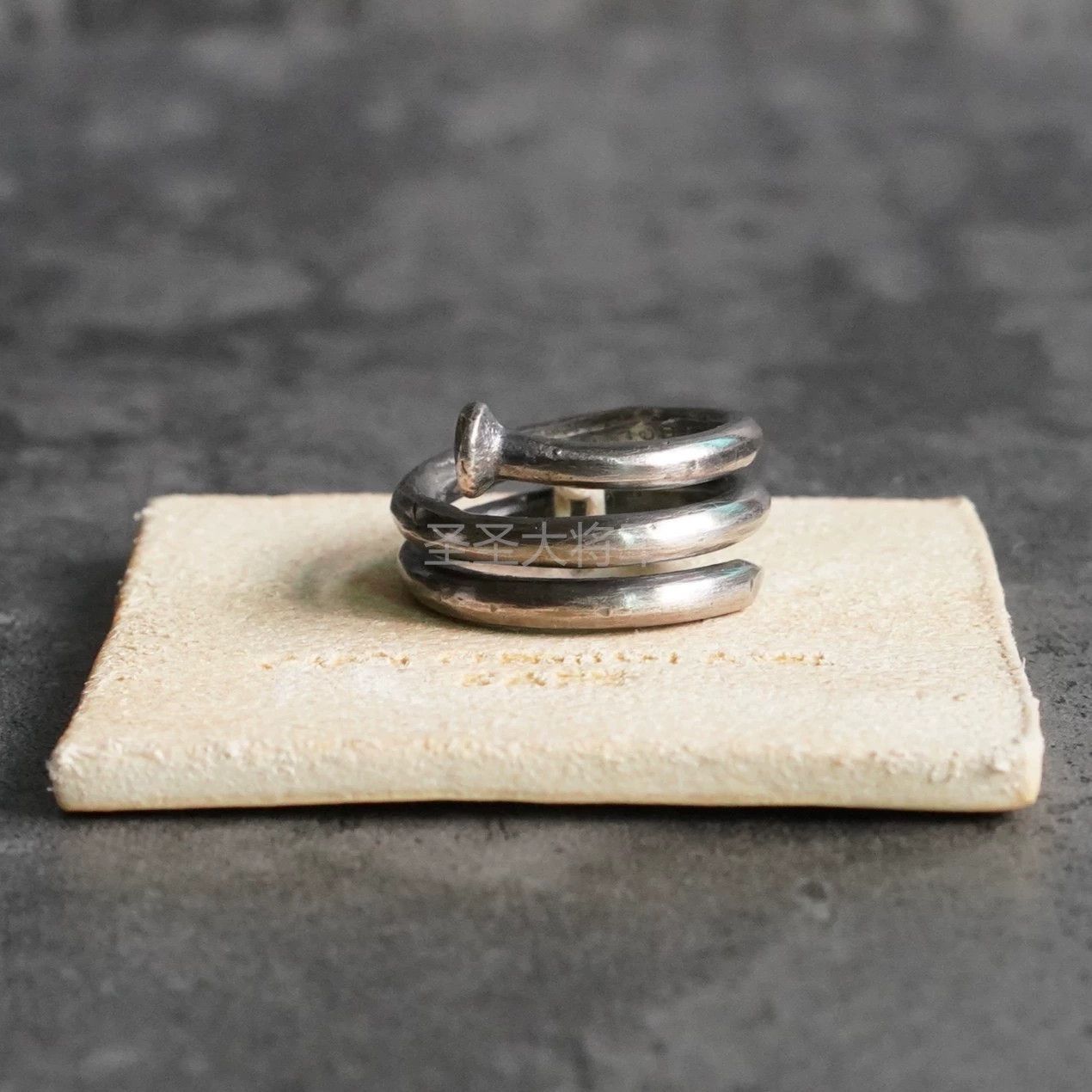 Carol Christian Poell CCP Distressed Spiral Silver Stud Ring 46+48+50+52 Size ONE SIZE - 1 Thumbnail