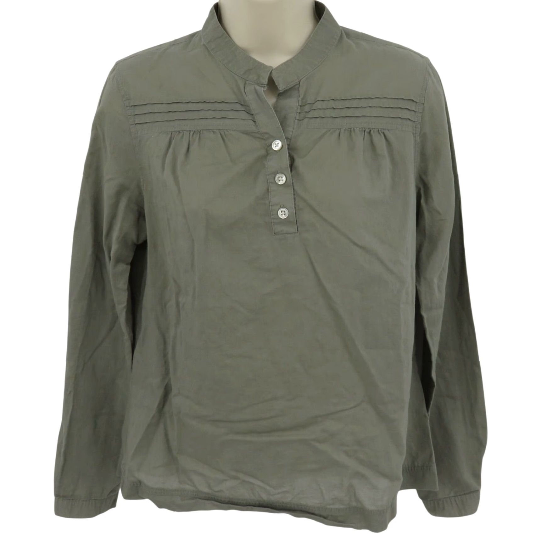 Banana Republic VINTAGE Banana Republic Blouse Shirt Boxy Green Pleated Button Women Small S 2006 Y2K Dressy Casual Workwear Formal Size S / US 4 / IT 40 - 2 Thumbnail