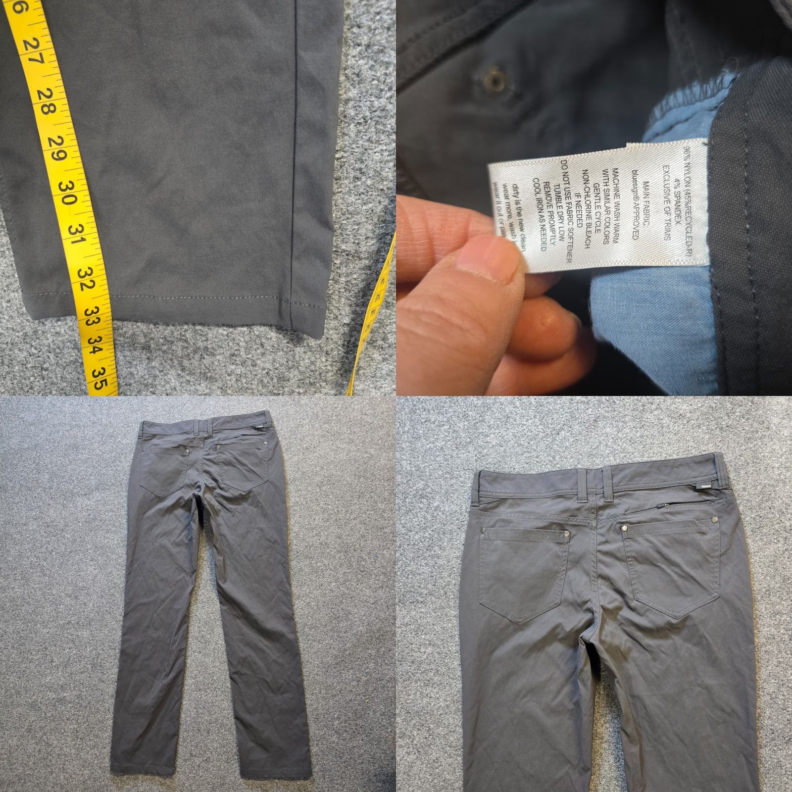 Toad&Co Toad & Co Pants Mens 33x34 Gray Skinny Nylon Performance Outdoors Chino 5-Pocket Design Size US 34 / EU 50 - 8 Thumbnail
