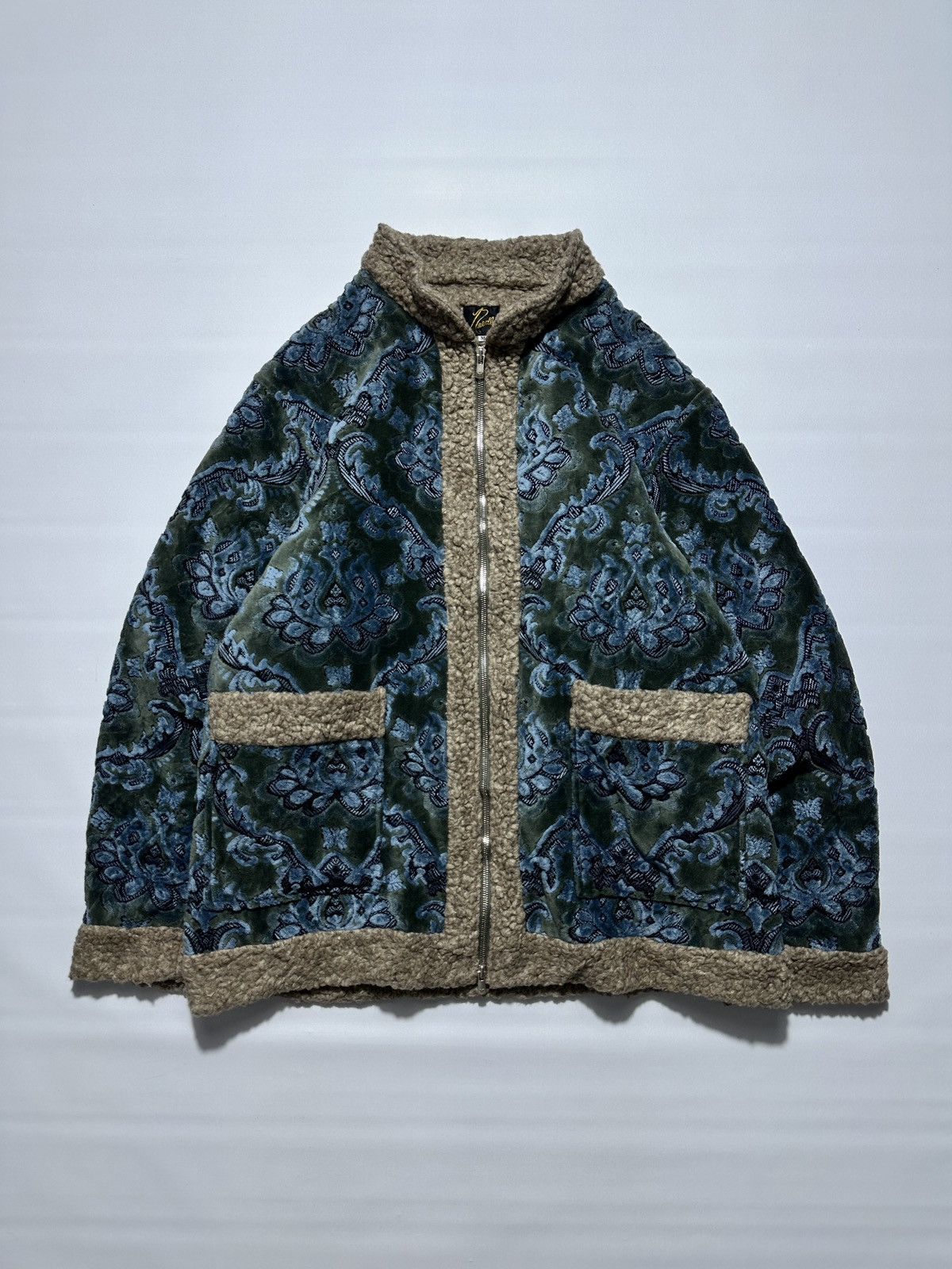 Needles Needles Damask Velvet Gobelin Jacquard Zip Tibetan Jacket