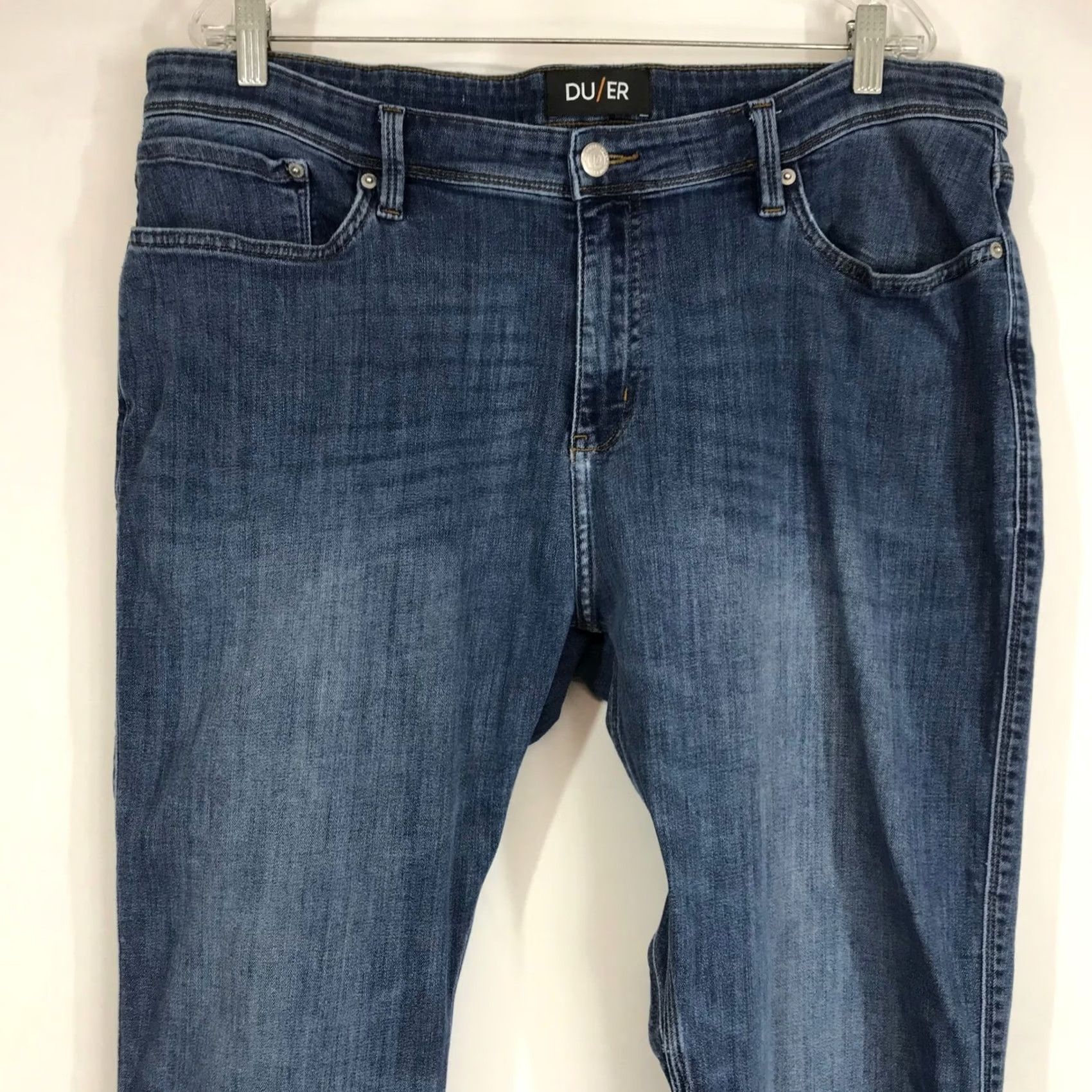 DUER DUER Jeans Mens 40x32 Straight Denim Medium Wash Stretch Five Pocket Button Zip Size US 40 / EU 56 - 2 Thumbnail