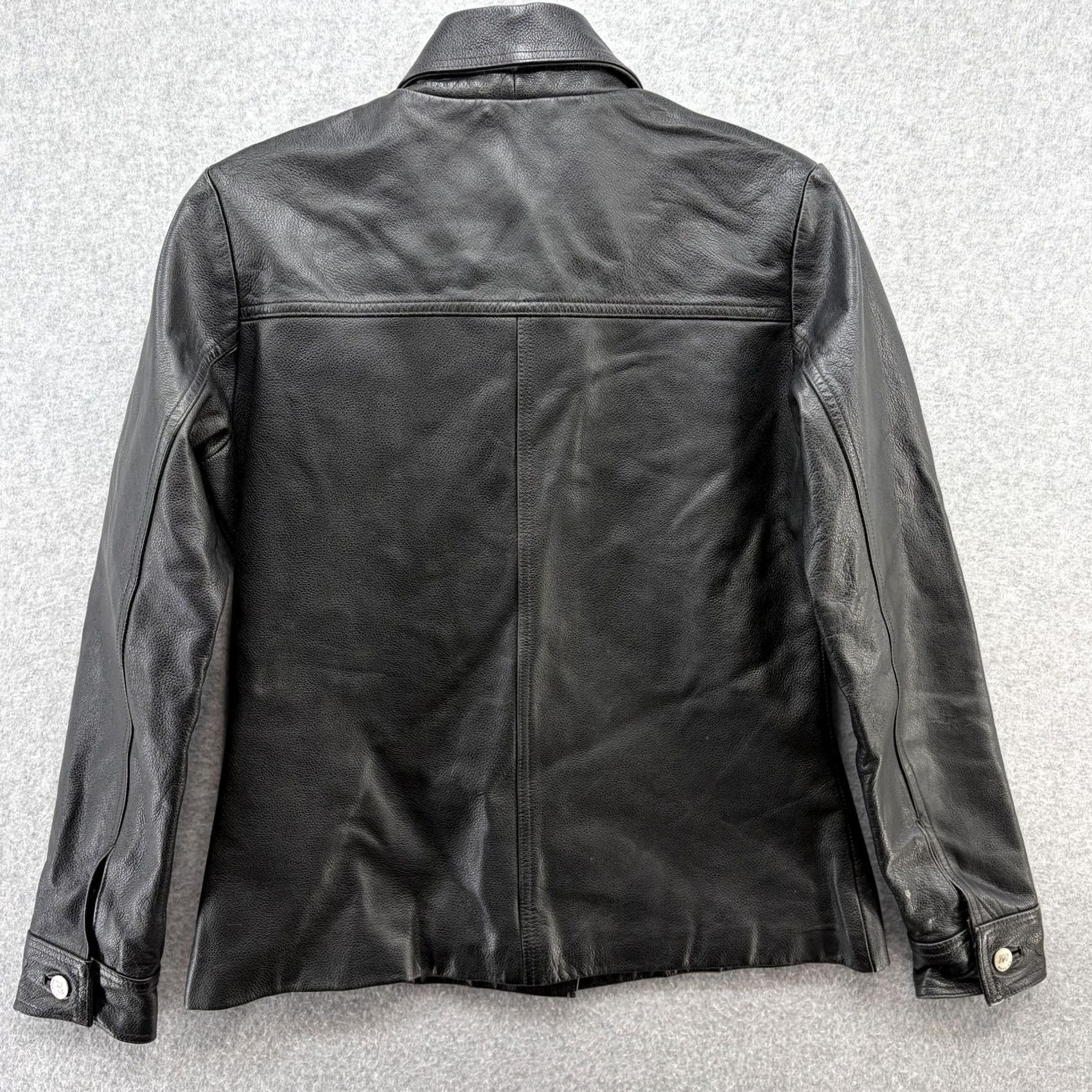 Mossimo Mossimo Leather Jacket Womens Small Black Button Front Lined Short Coat/ Jacket with Pockets Bead? Size S / US 4 / IT 40 - 6 Thumbnail