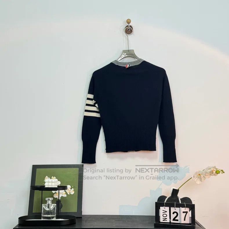 Thom Browne Thom Browne Mock cardigan four-striped cashmere sweater Size US XXS / EU 40 - 2 Thumbnail