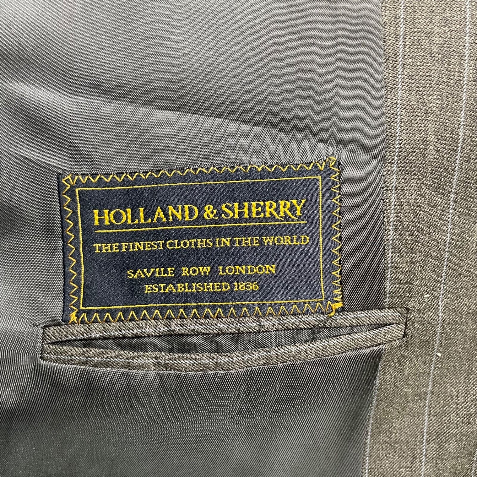 Holland & Sherry Holland & Sherry x Filo A Mano Men's Suit Gray/Blue Stripe • Size 48R - 5 Thumbnail