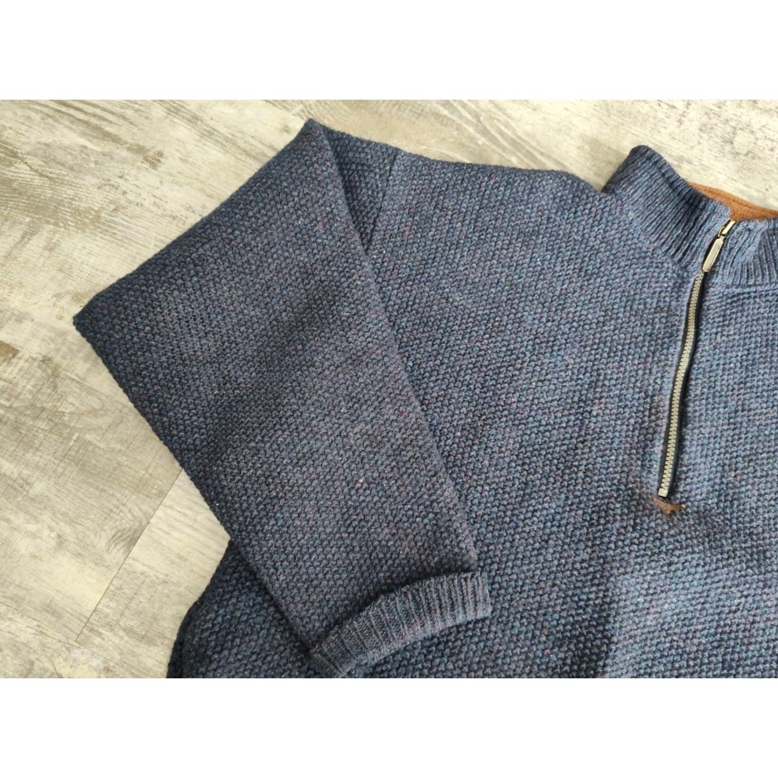 Vintage VINTAGE Early Winters Mens Wool Sweater 1/4 Zip Pullover Long Sleeve Navy Blue Winter Casual Size US L / EU 52-54 / 3 - 3 Thumbnail