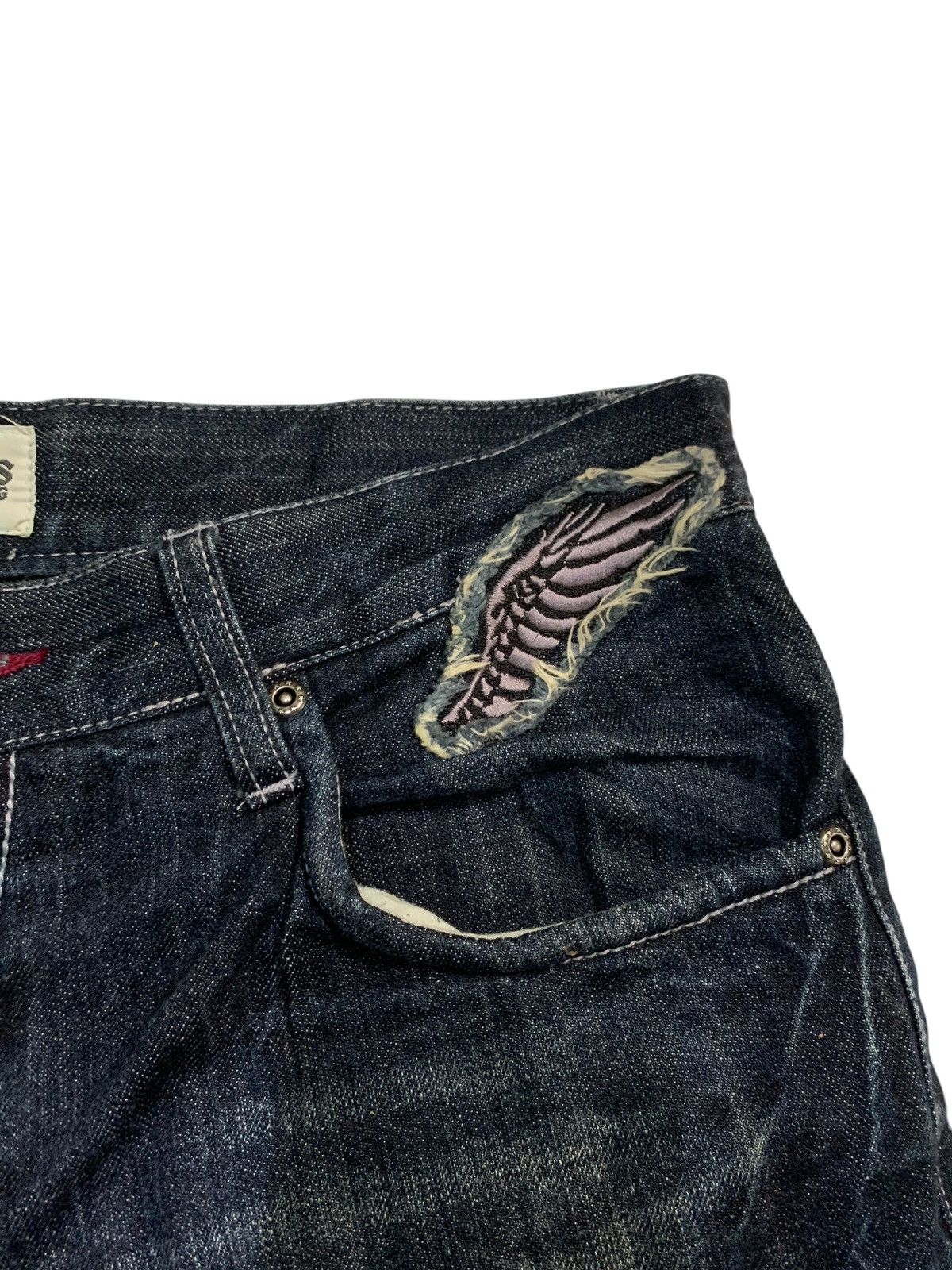 Tornado Mart FLARE💥NYLAUS JEANS RUSTY PUNK STYLE DISTRESSED DENIM Size US 31 - 17 Thumbnail