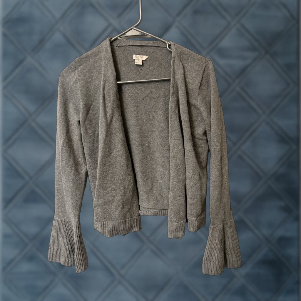 J.Crew J.Crew Cardigan Sweater Womens Small Gray Bell Sleeve Open Front Knit Size S / US 4 / IT 40 - 1 Thumbnail