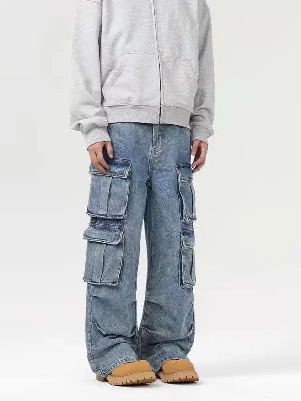 Japanese Brand Konno Vintage Street Multi-Pocket Washed Loose Work Jeans Size US 32 / EU 48 - 4 Thumbnail