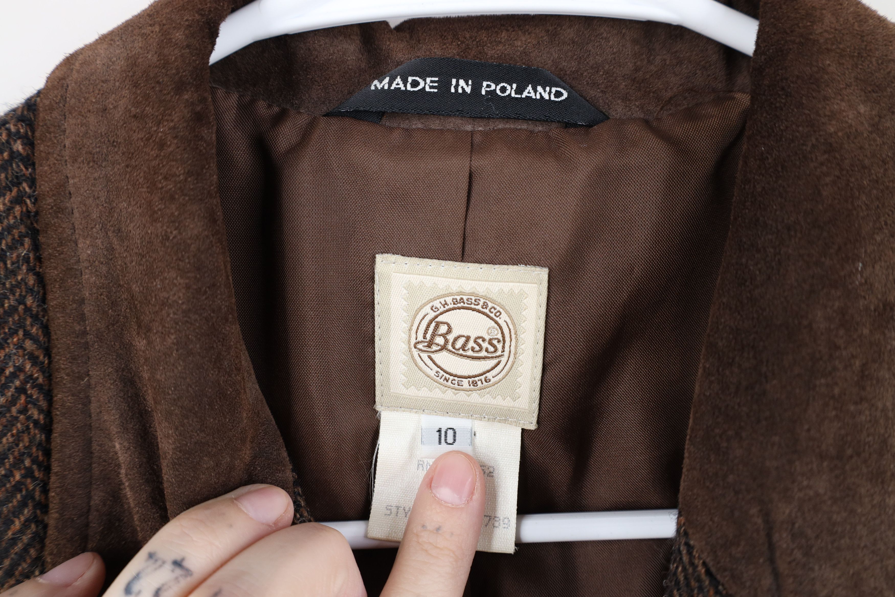 Vintage Vintage 90s Trim Wool Herringbone Blazer Jacket Brown USA Size L / US 10 / IT 46 - 7 Thumbnail