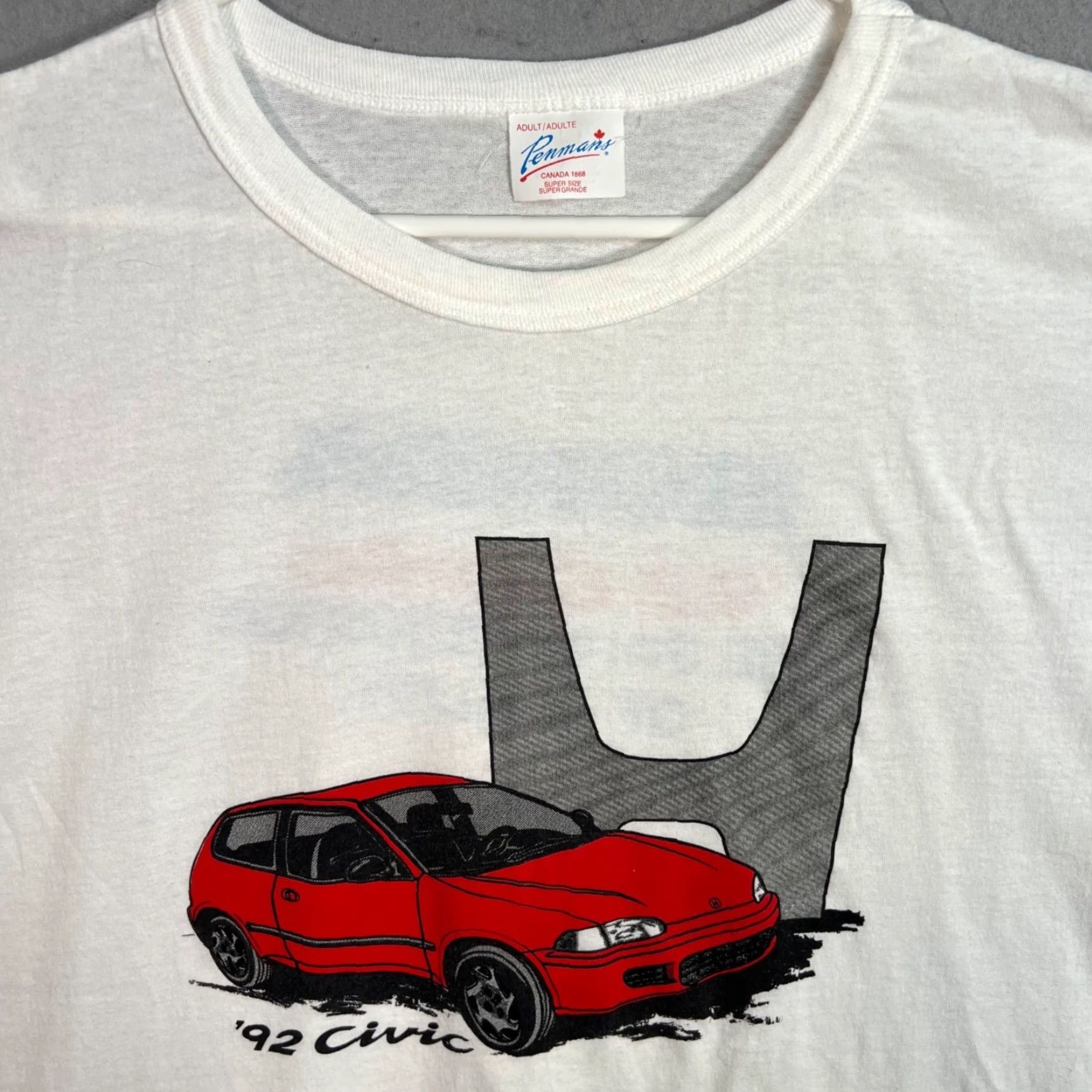 Honda Vintage 1990s Honda Civic Promo Car Racing T-Shirt Men’s XL White Graphic Tee Adult Size US M / EU 48-50 / 2 - 5 Thumbnail