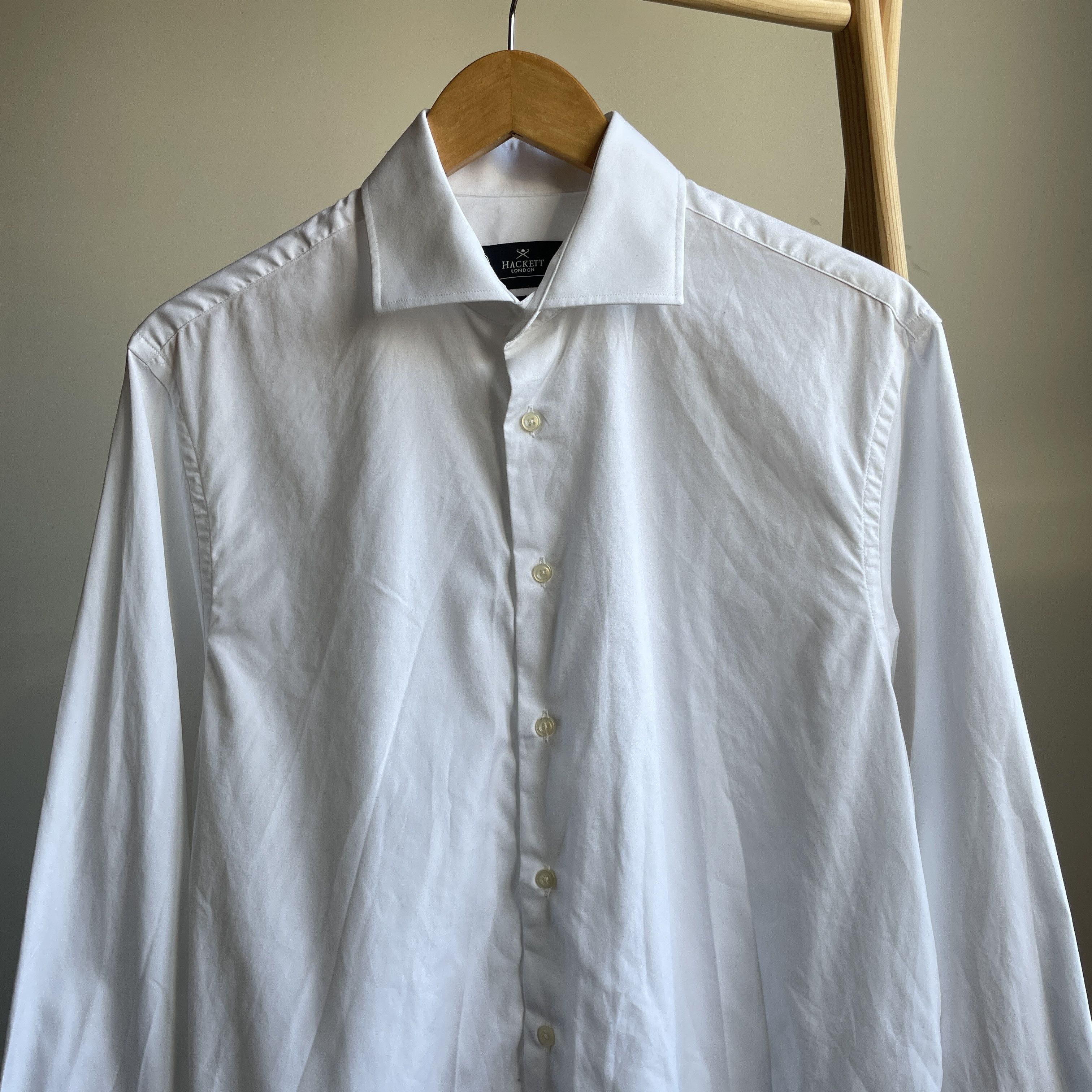 Hackett Hackett Poplin White Classic Fit Dress Shirt Size 41 Size 40R - 3 Thumbnail