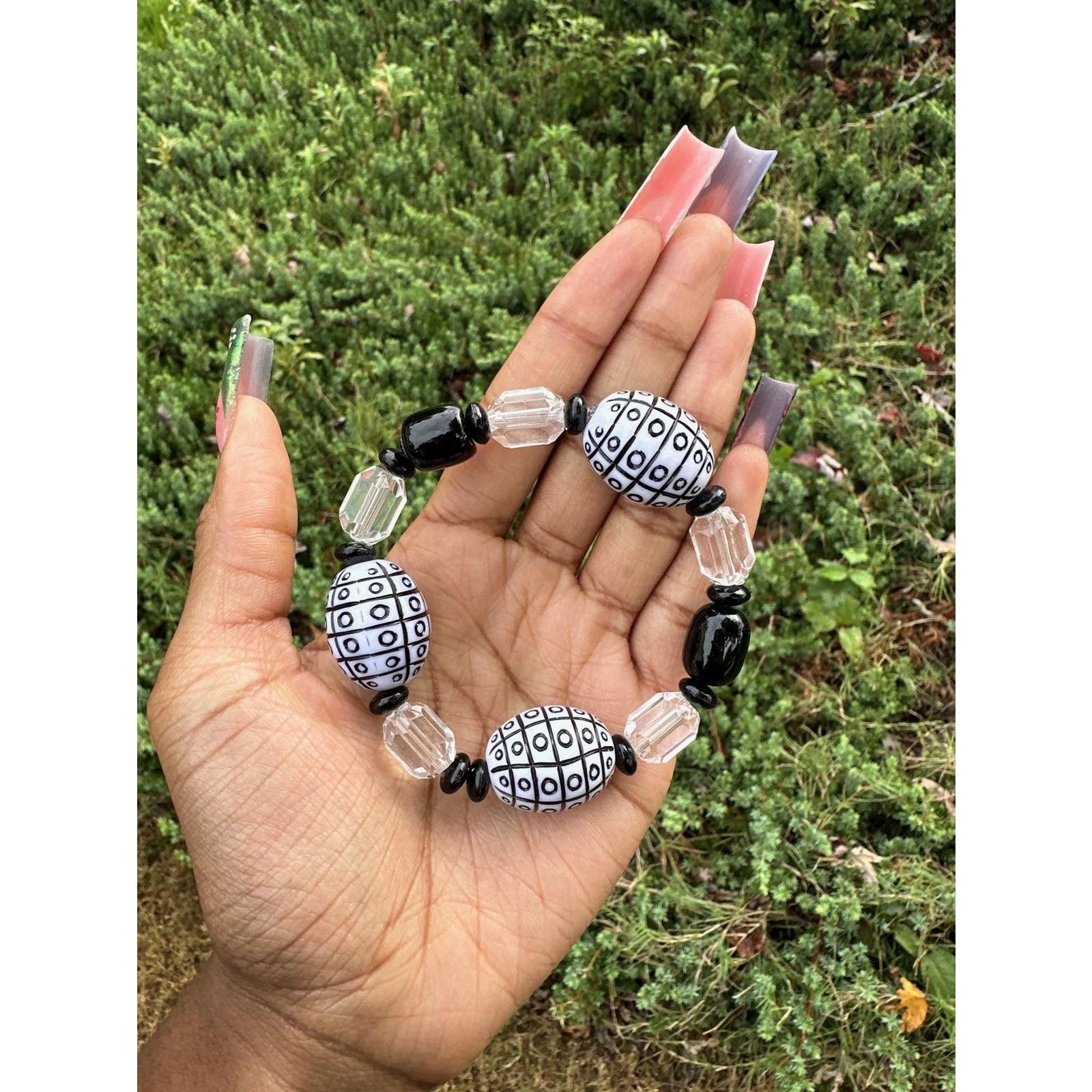 Nialaya Handmade monchrome clear tribal bracelets from Ghana Size ONE SIZE - 5 Thumbnail