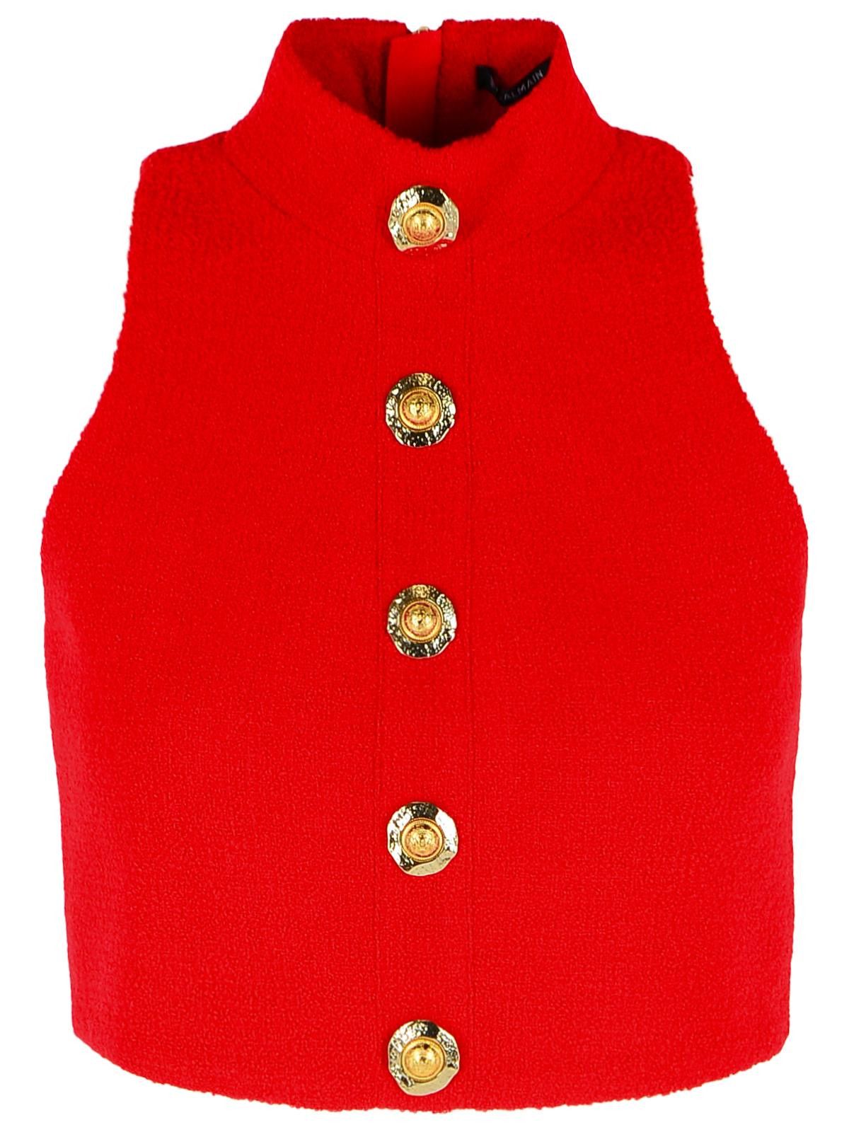 Balmain BALMAIN Red Virgin Wool Top Size M / US 6-8 / IT 42-44 - 1 Thumbnail
