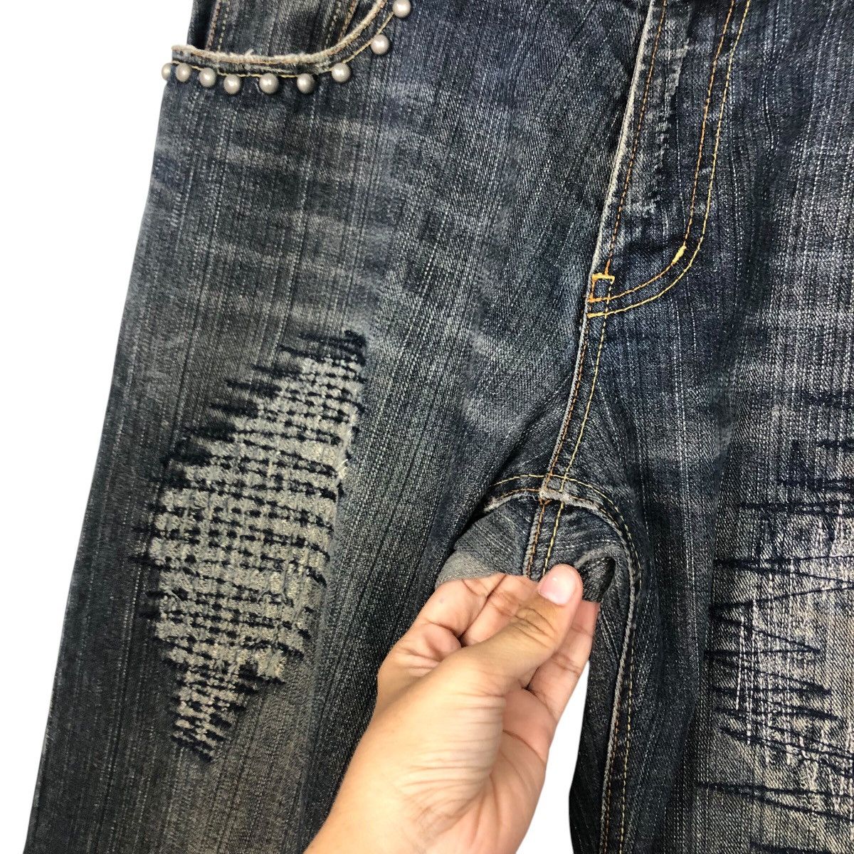 Hysteric Glamour 📌Vintage Bow Cut Design Punk Style Denim Pants Biker Size 34" / US 12 / IT 48 - 17 Thumbnail