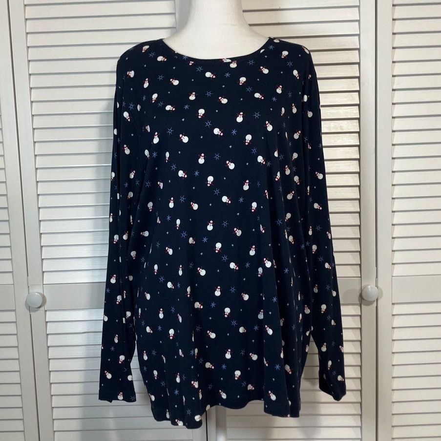 Croft & Barrow Croft & Barrow Blue Snowflakes Snowman Long Sleeve Women 2X Size XXL / US 16-18 / IT 52-54 - 1 Thumbnail