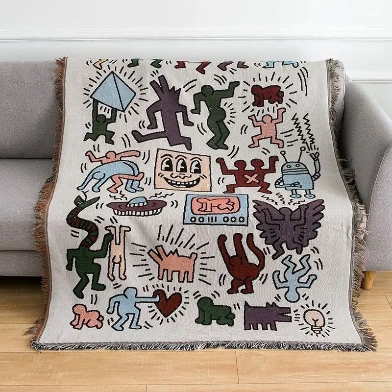 Japanese Brand × Vintage Textile City Ins Jigsaw Puzzle Throw Blanket 90x90cm Size ONE SIZE - 2 Thumbnail