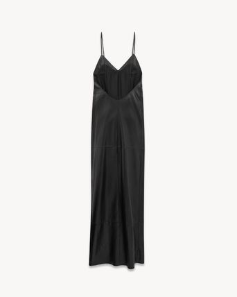 Saint Laurent Paris o1bcso1str1125 Backless Slip Dress In Lambskin in Black Size XS / US 0-2 / IT 36-38 - 2 Thumbnail