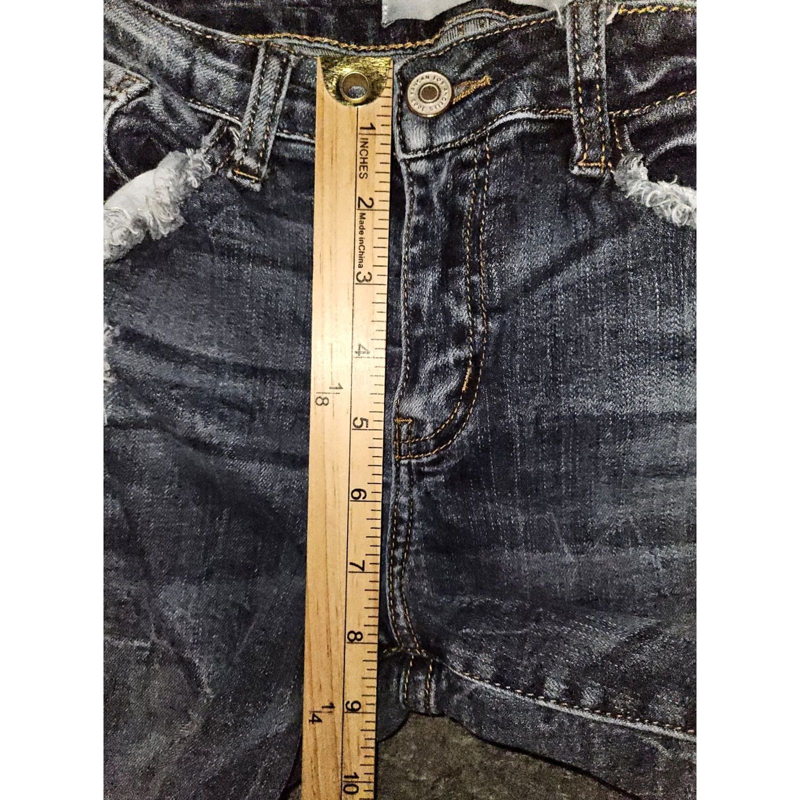 Vintage Kancan Skinny Jeans Women's 27 Low Rise Blue Frayed Hem Distressed Preppy Jeans Distressed Pockets Stretch Zipper Button City 90s Womens Size 27" / US 4 / IT 40 - 5 Thumbnail