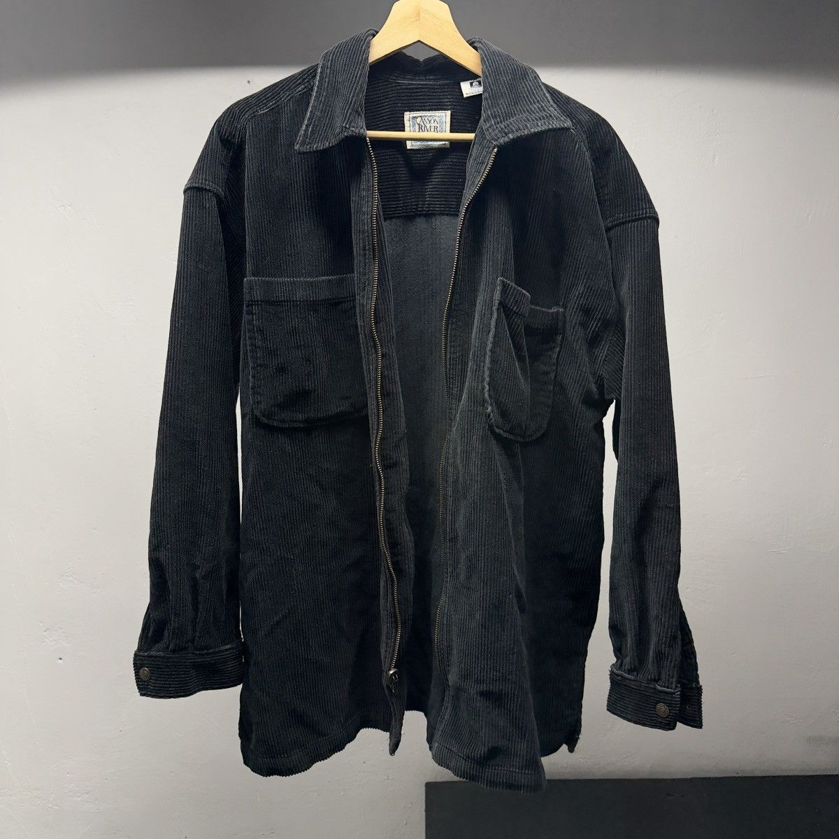 Vintage 90s Y2K Black Heavy Zip Up Corduroy Shirt ERD Grunge Chrome Size US M / EU 48-50 / 2 - 2 Thumbnail