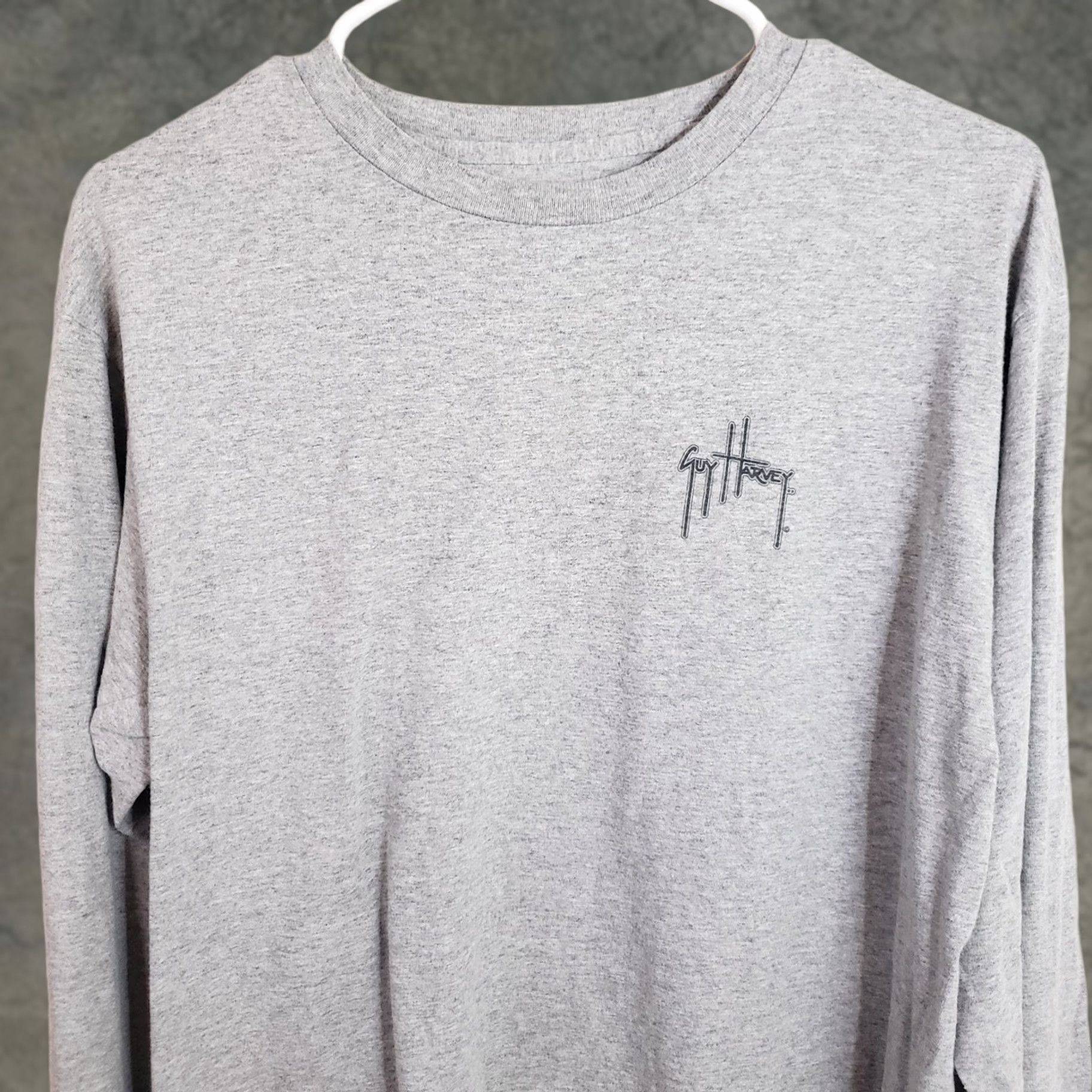 Guy Harvey Guy Harvey Long Sleeve T-Shirt Men's M Gray Marlin Back Logo Graphic Crew Neck Jersey Cotton Polyester Spandex Classic Fit Size US M / EU 48-50 / 2 - 1 Thumbnail