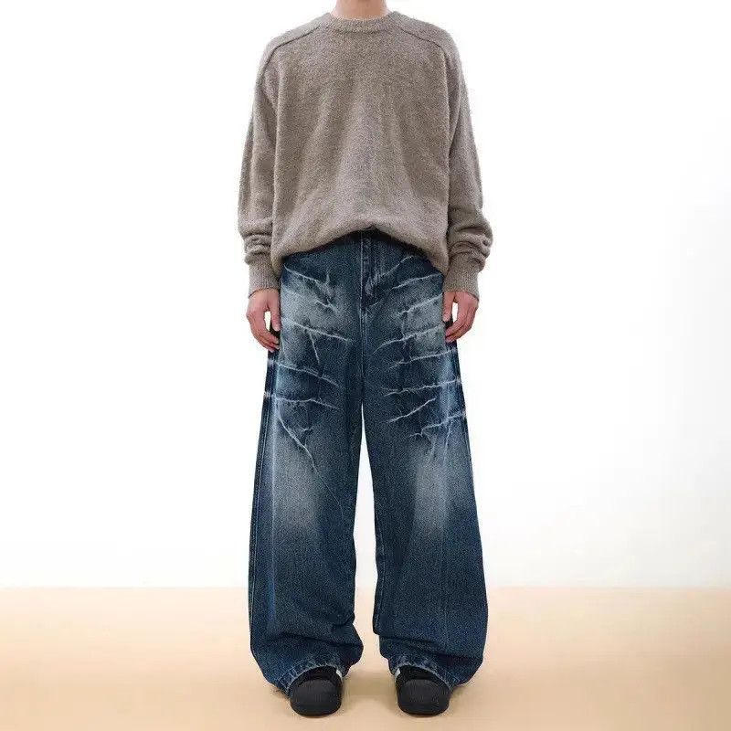 Japanese Brand Retro loose wide leg straight leg jeans Size US 32 / EU 48 - 6 Thumbnail