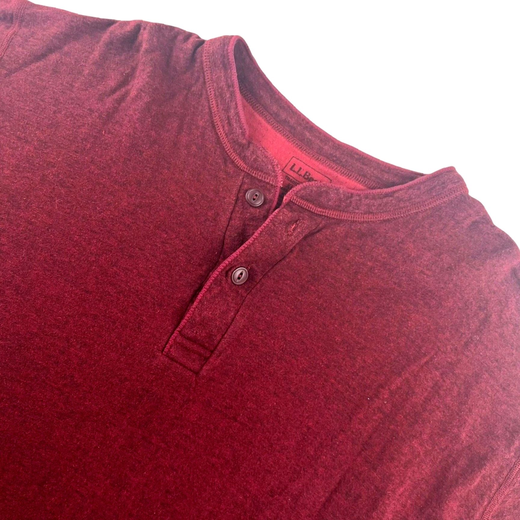 Vintage L.L. Bean River Driver Men's Henley Sweatshirt Red XL Cotton Blend Henley Sleeve Long Regular Fit Knitted Sweatshirt Mens Size US XL / EU 56 / 4 - 2 Thumbnail