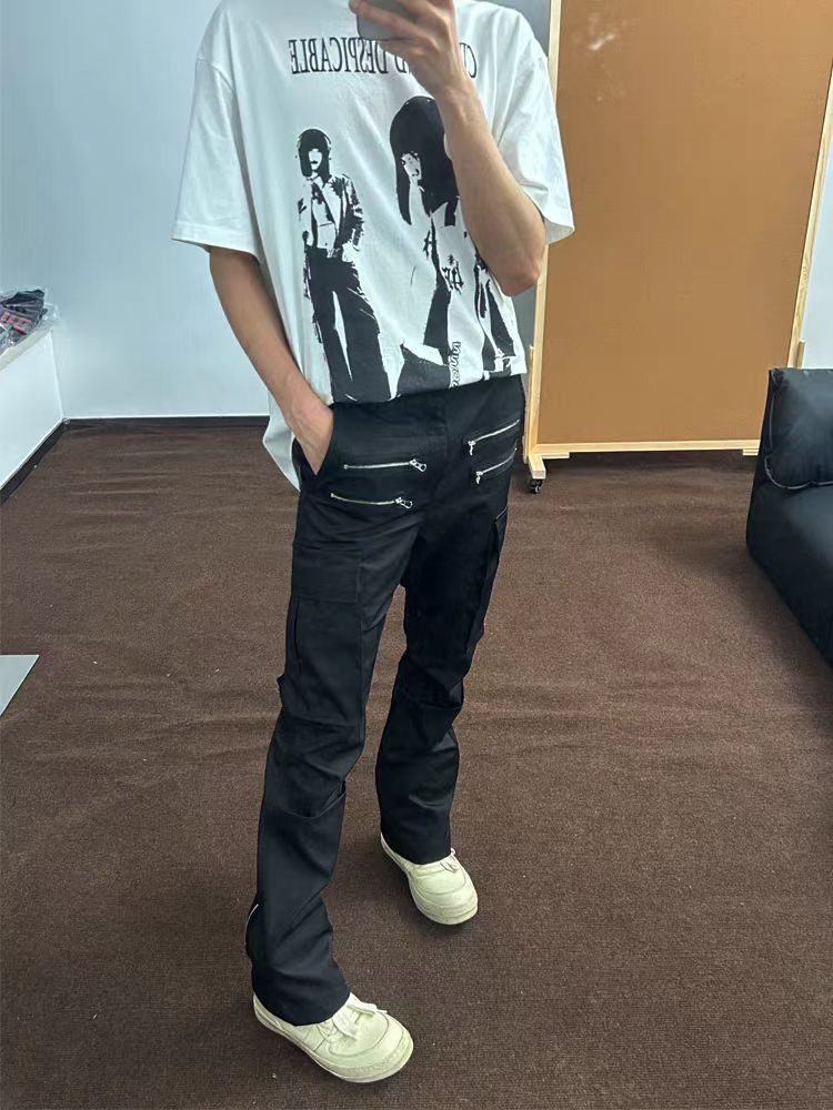 Japanese Brand × Vintage Black baggy casual pants with zipper pockets Size US 34 / EU 50 - 5 Thumbnail