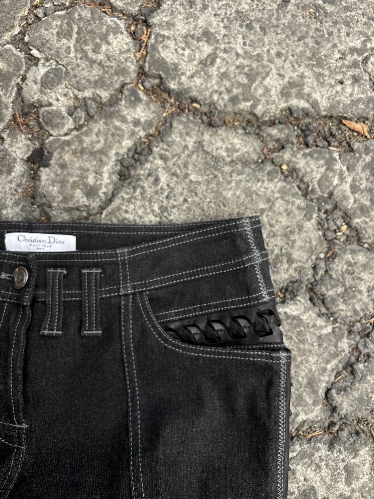 Dior christian dior jeans leather braid black 2006 by galiano Size 27" / US 4 / IT 40 - 6 Thumbnail