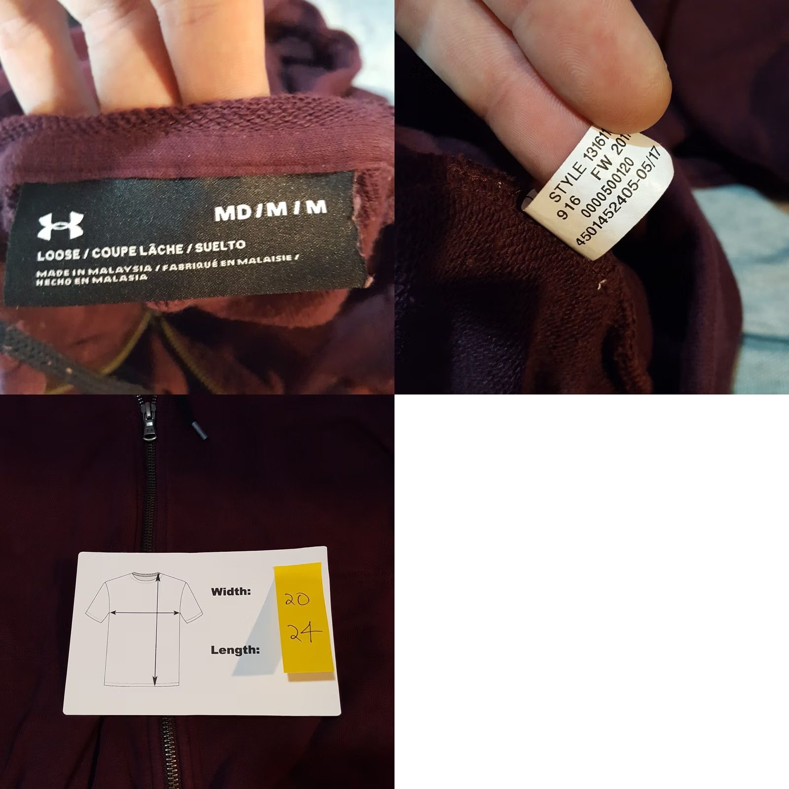Under Armour Under Armour Hooded Loose Fit Women's M Zip Up Sweatshirt Outdoor Jacket Long Sleeve Red Sweatshirt Hoodie Size M / US 6-8 / IT 42-44 - 8 Thumbnail