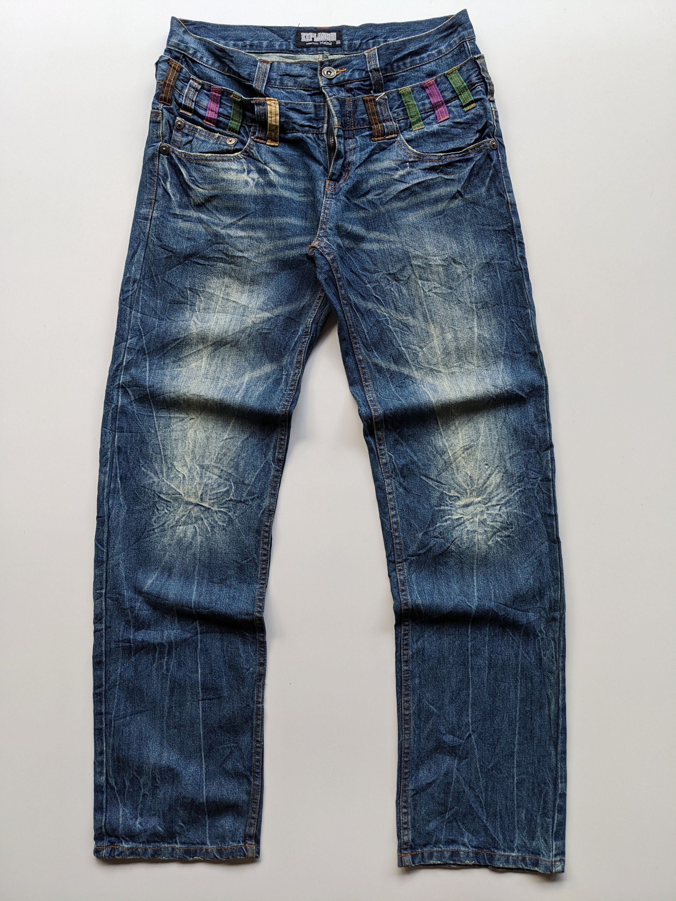 14th Addiction × Japanese Brand × Le Grande Bleu (L.G.B.) Nylaus Explosion double waist clawmark jeans Size US 33 - 1 Thumbnail