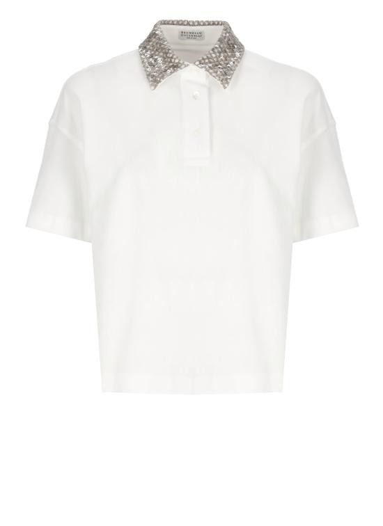Tシャツ・カットソー BRUNELLO CUCINELLI Woman Polo Shirt White ML944VD115 C159 Brunello Cucinelli Brunello Cucinelli Polo Shirt Woman White