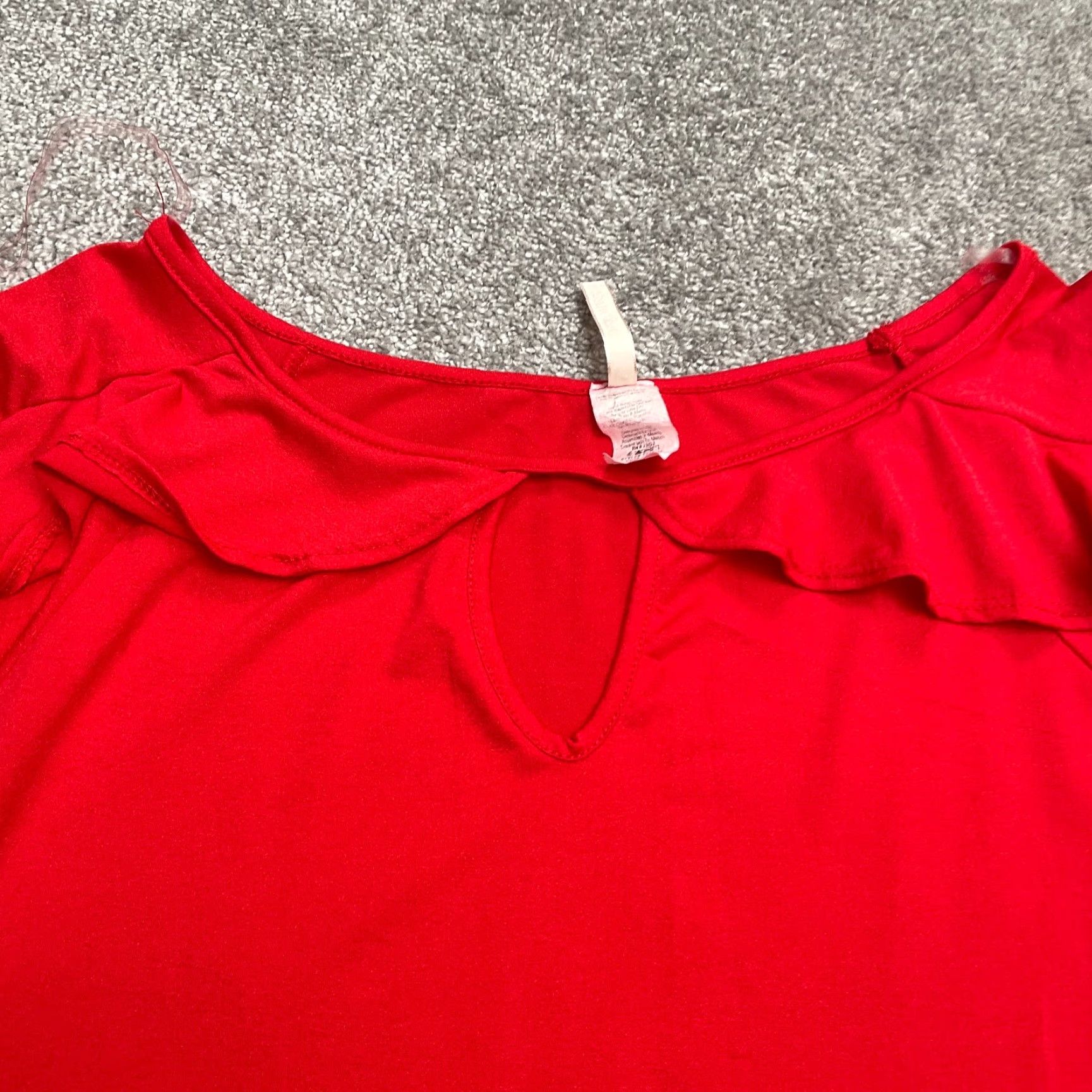 Bell New Mode Blouse Shirt Womens 2XL Red Bell Sleeve Boat Neck Casual Stretch Knit Polyester Spandex Short Sleeve Adult Regular Womens Size XXL / US 16-18 / IT 52-54 - 4 Thumbnail