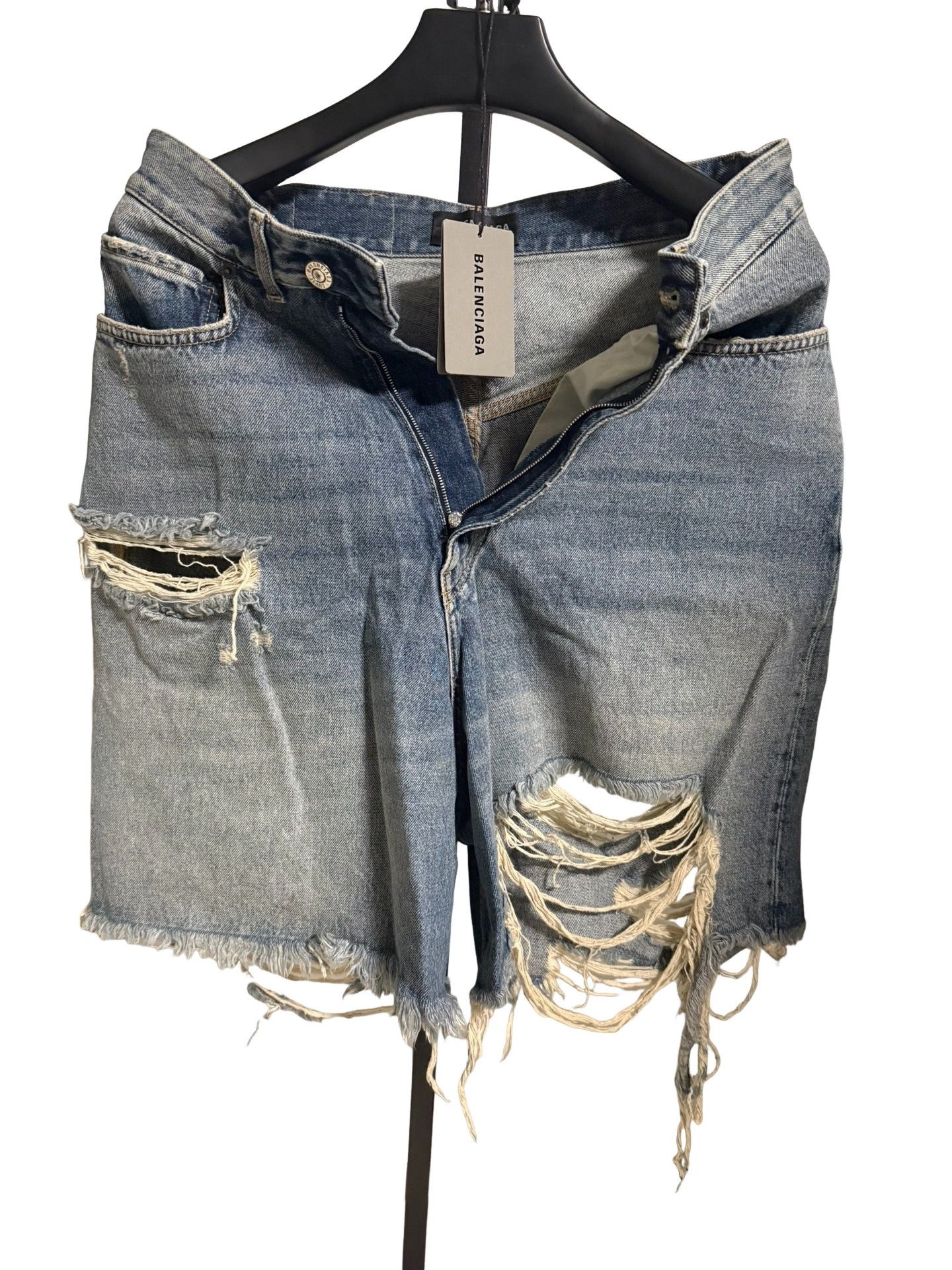 Balenciaga Balenciaga Destroyed Denim Shorts XS Size US 28 / EU 44 - 1 Thumbnail