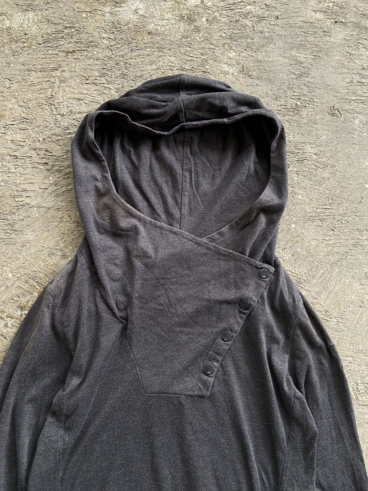 Japanese Brand 2000s DOHC - Rick Owens Style Asymmetrical Button Hoodie Size US M / EU 48-50 / 2 - 3 Thumbnail