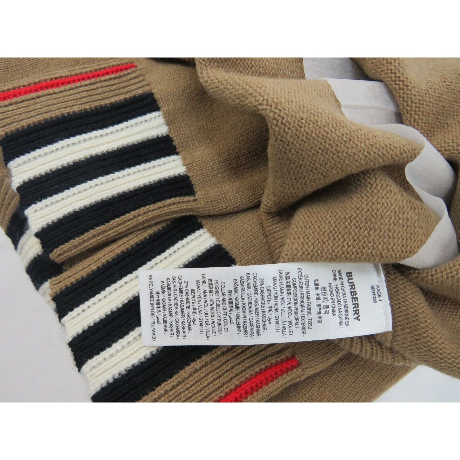 Burberry BURBERRY BEIGE WOOL CASHMERE CHECK LOGO PULLOVER SWEATER M Size M / US 6-8 / IT 42-44 - 5 Thumbnail
