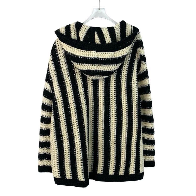 Saint Laurent Colorblock striped wool hooded cutout cardiga